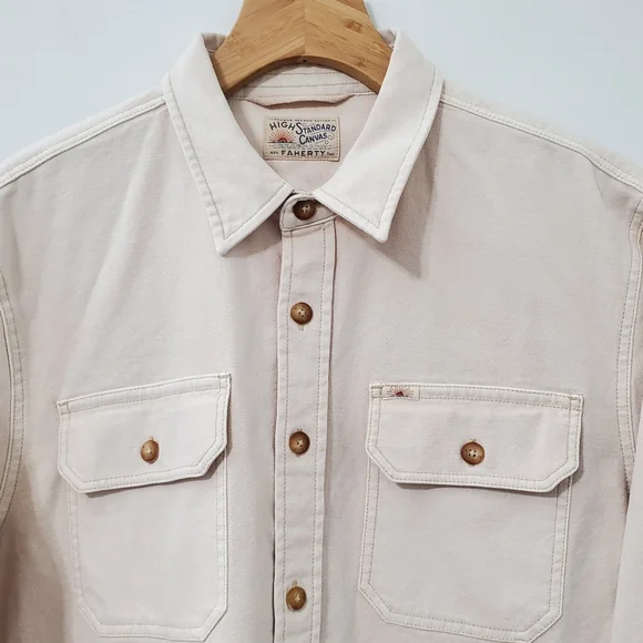 Faherty Sunwashed Organic Cotton CPO Shirt Jacket Sea Salt Mens XL - Picture 6 of 14